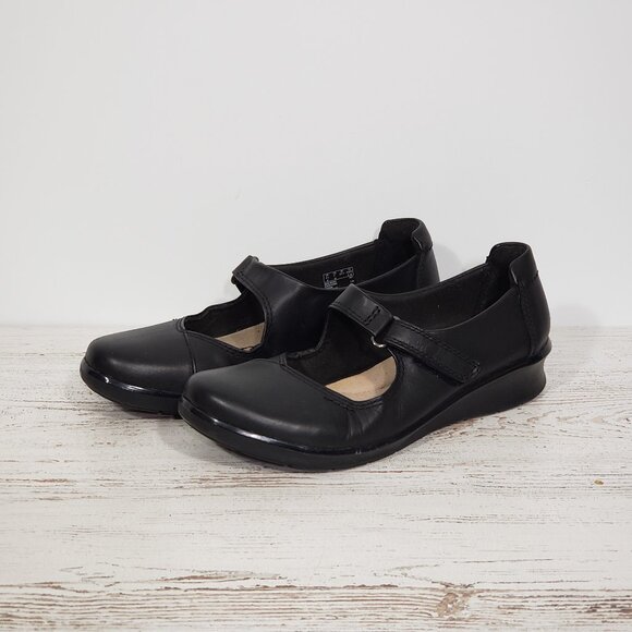 Clarks Shoes - Collection by Clarks Black Leather Mary Janes  Women's Size 7 Hook & Loop Close